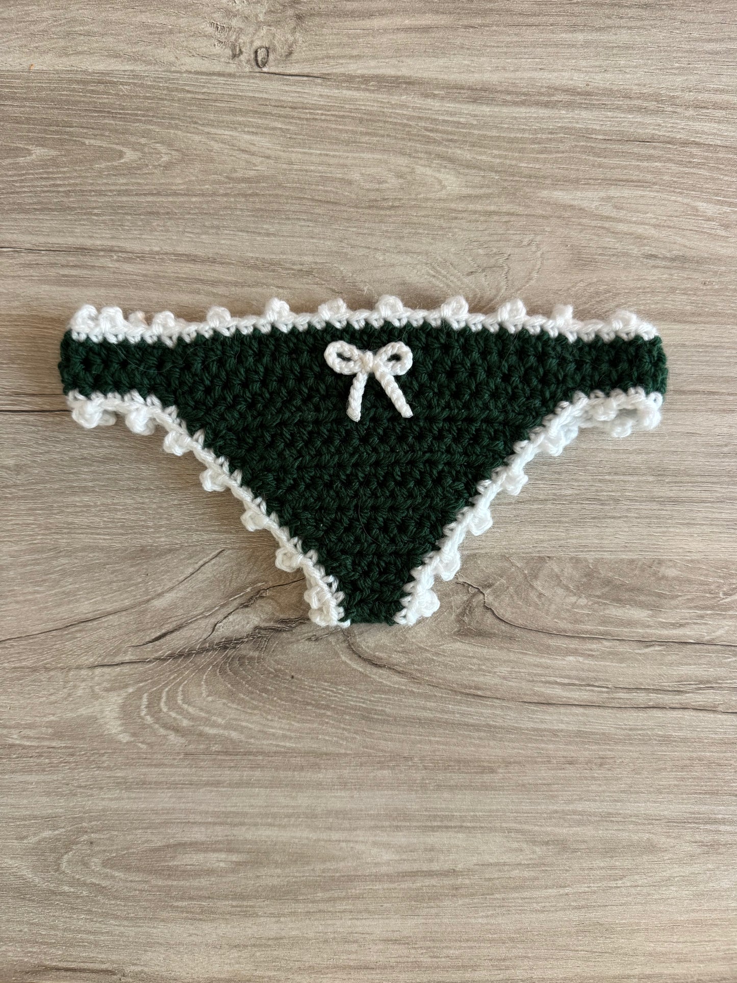 Book Thong Bookmark - Green Picot Border with Bow (Made to Order)