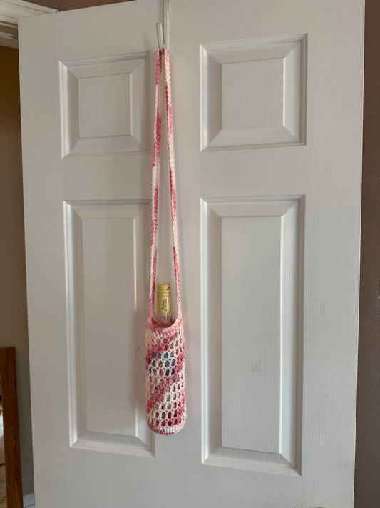 Mesh Bottle Bag - Pink & White Multicolor (Ready to Ship)