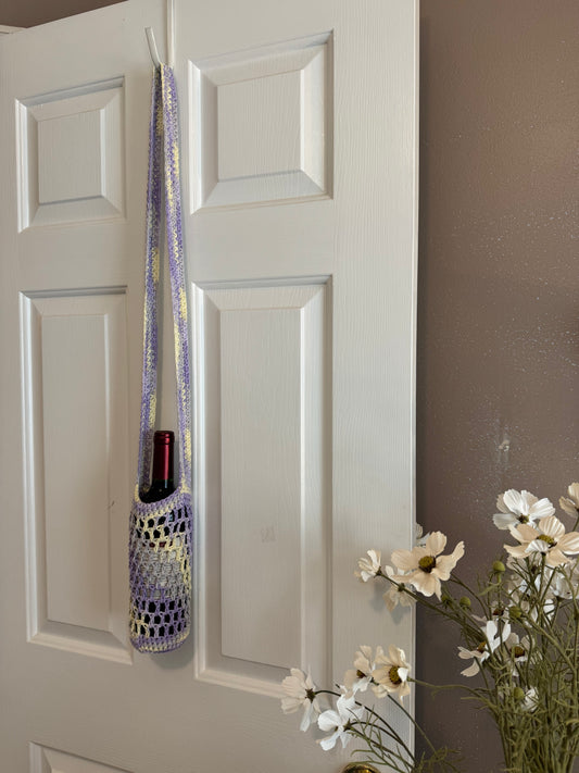 Mesh Bottle Bag - Purple & Yellow Multicolor (Ready to Ship)