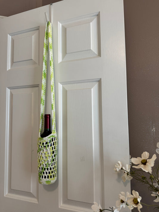 Mesh Bottle Bag - Green & White Multicolor (Ready to Ship)