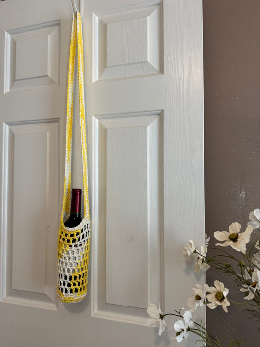 Mesh Bottle Bag - Yellow & White Multicolor (Ready to Ship)
