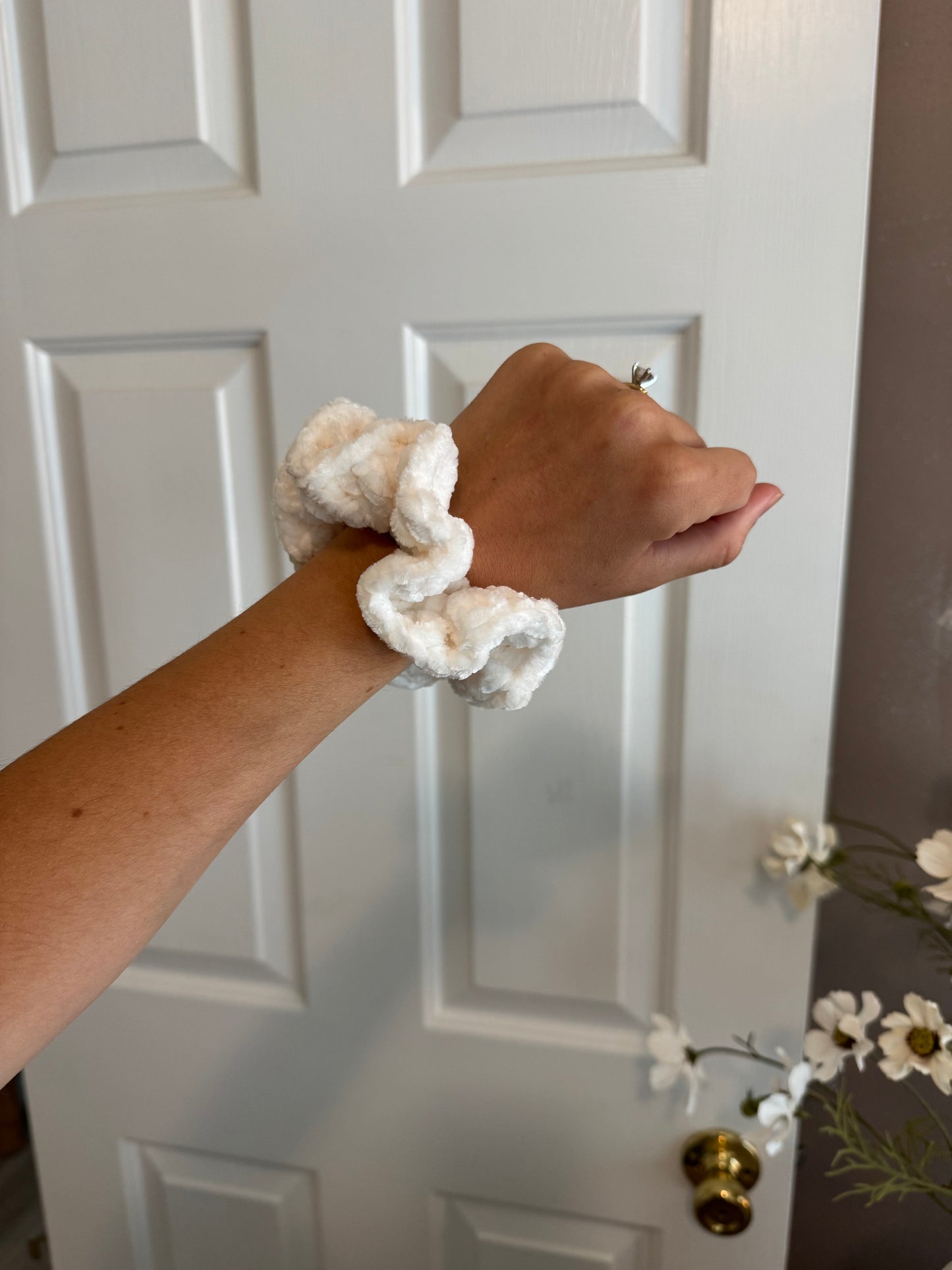 Velvet Hair Scrunchie - White (Ready to Ship)