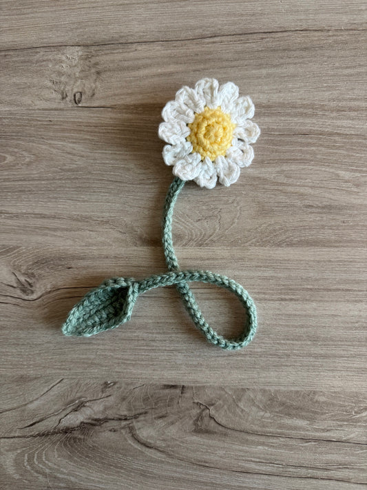 Daisy Bookmark/Bag Charm - Blueish Green Stem (Ready to Ship)