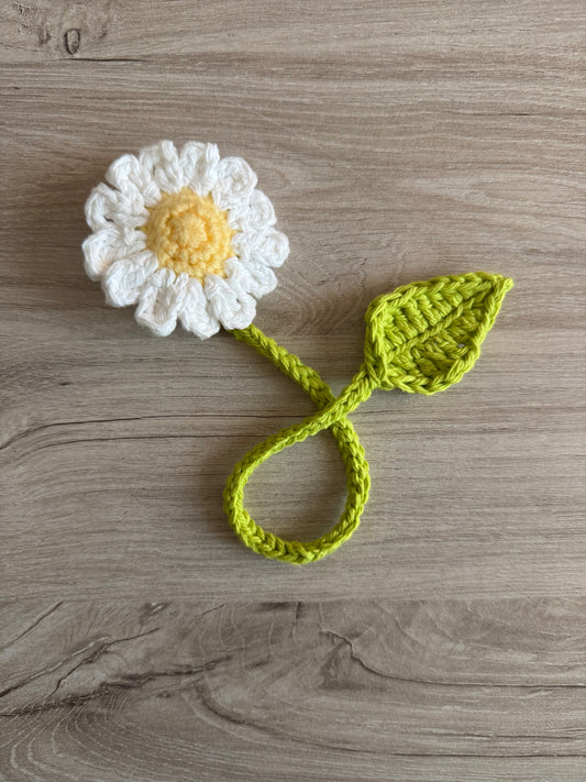 Daisy Bookmark/Bag Charm - Lime Green Stem (Ready to Ship)