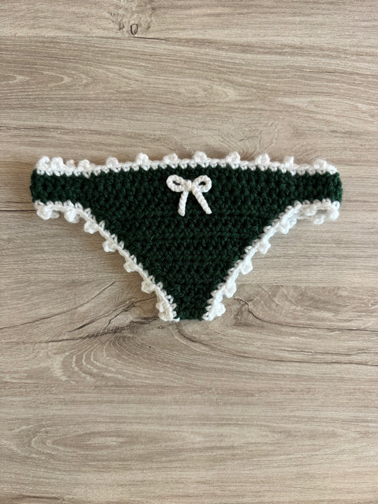 Book Thong Bookmark - Green Picot Border with Bow (Made to Order)