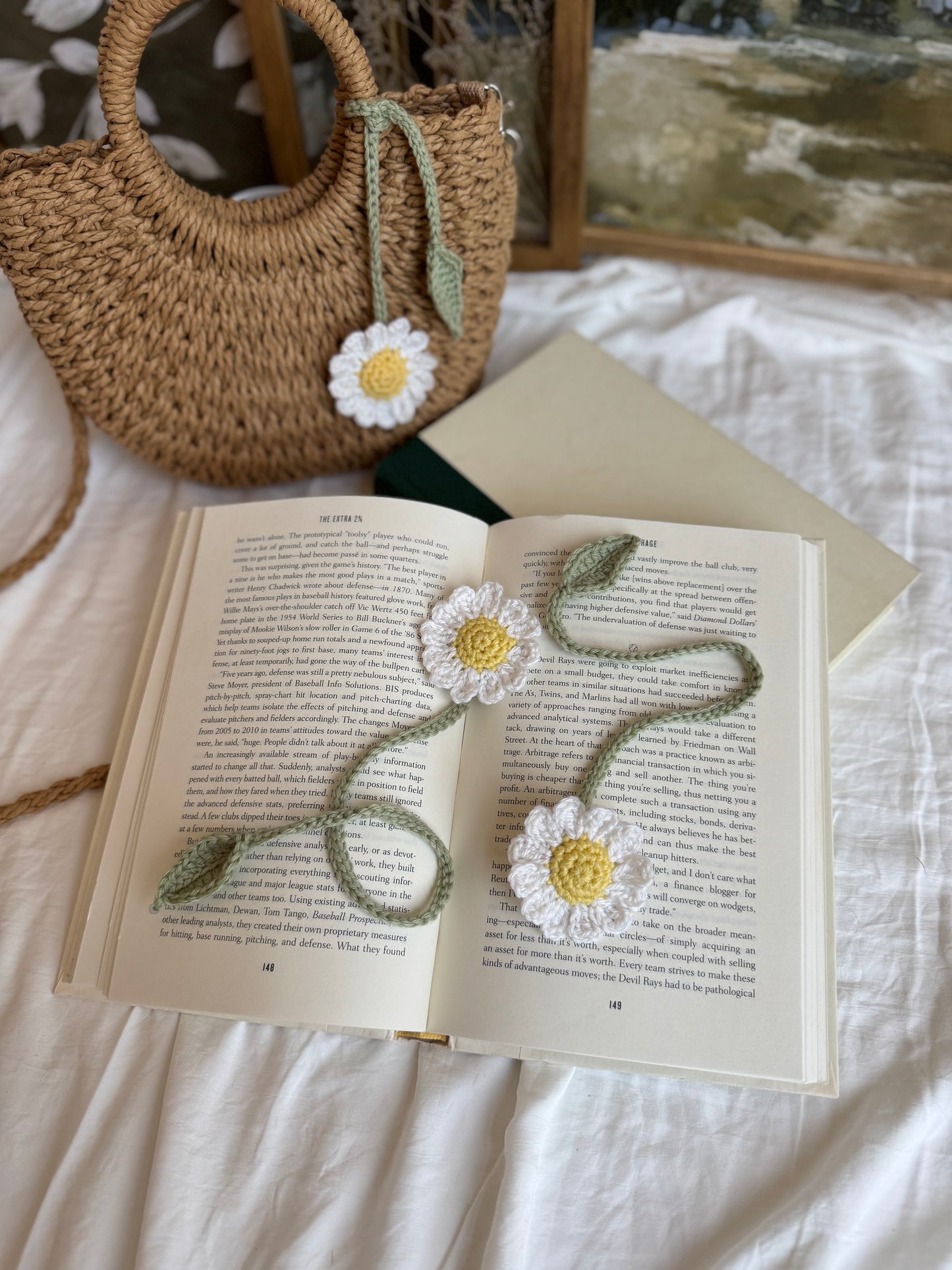 30 Minute No-Sew Daisy Bookmark/Bag Charm Crochet Pattern