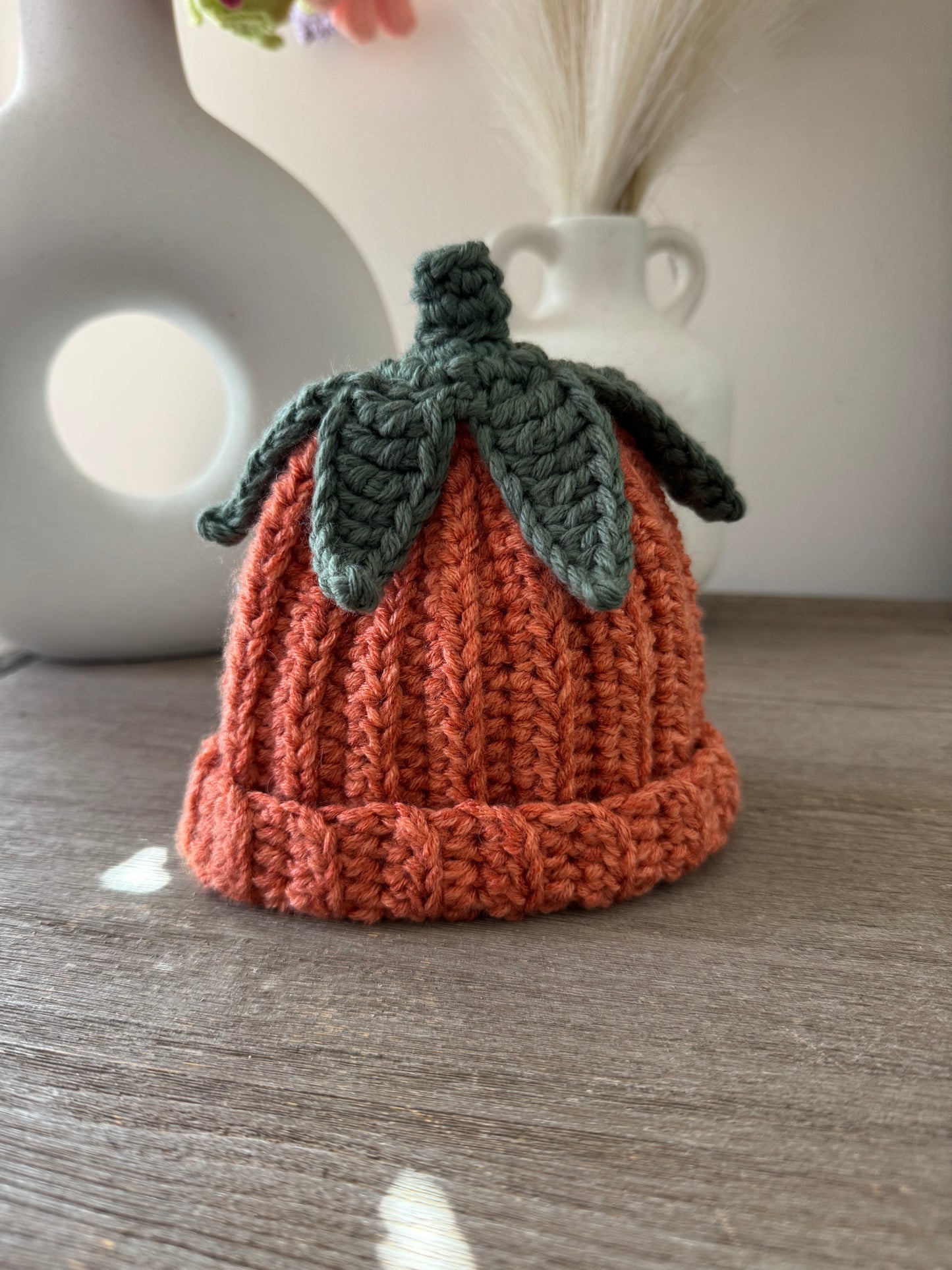 Pumpkin Baby Hat Crochet Pattern | Fall & Halloween Beanie PDF Tutorial | Preemie, Newborn, Baby, Toddler Sizes
