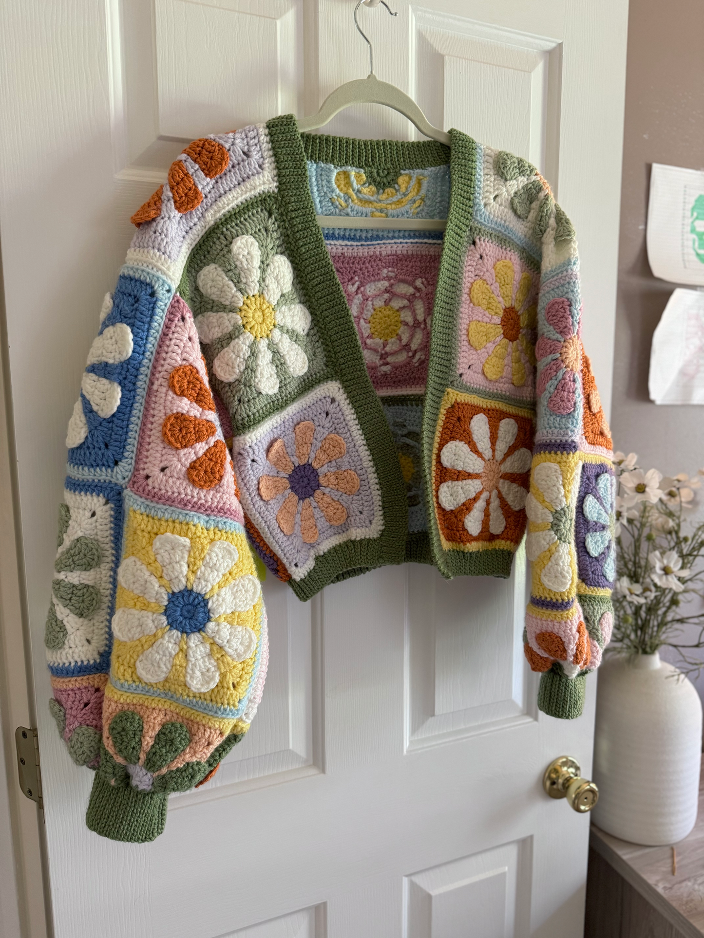 Mystery Retro Daisy Granny Square Cardigan Crochet Pattern