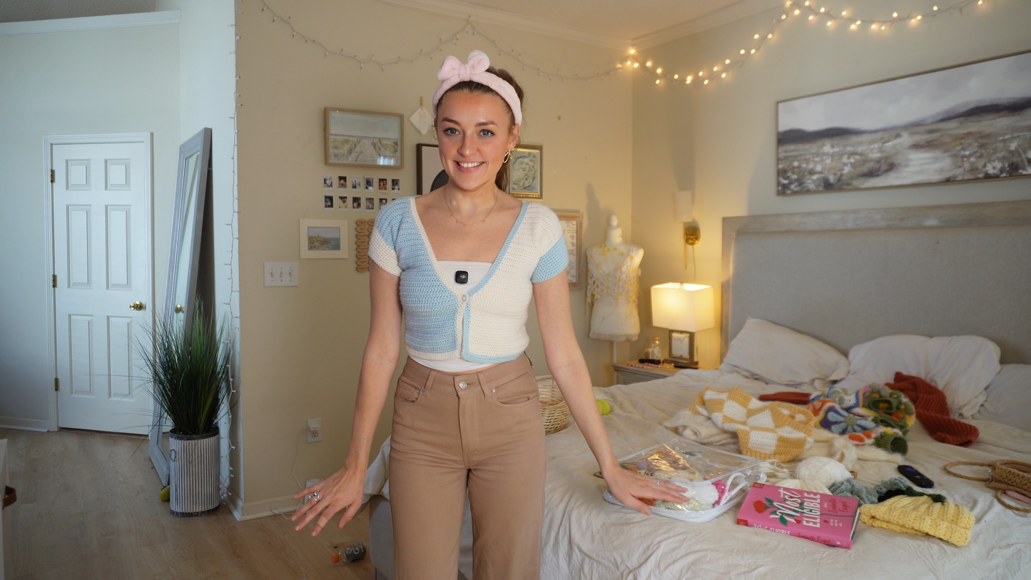 Ready to Ship - Physical Blouse || Blue & White Color Block Top - Size XS