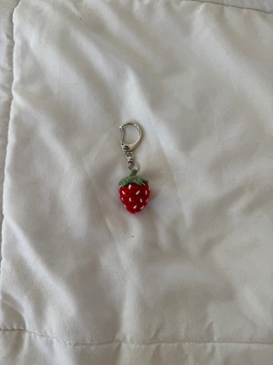 Runt of the Litter - Dark Raspberry Colored Strawberry Keychain!!