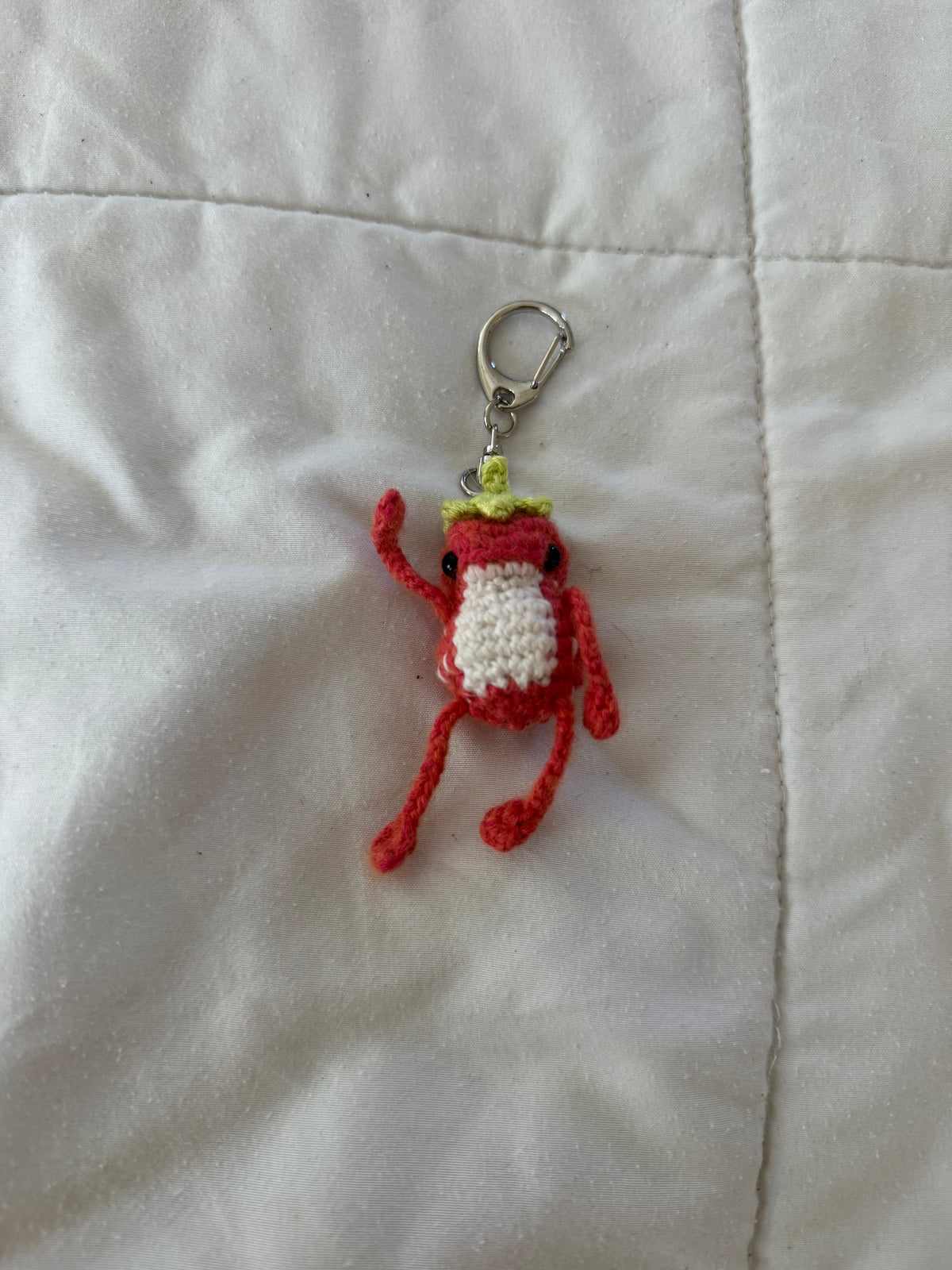 Red Strawberry Thumbelina with Lime Hat - Froggy Keychain