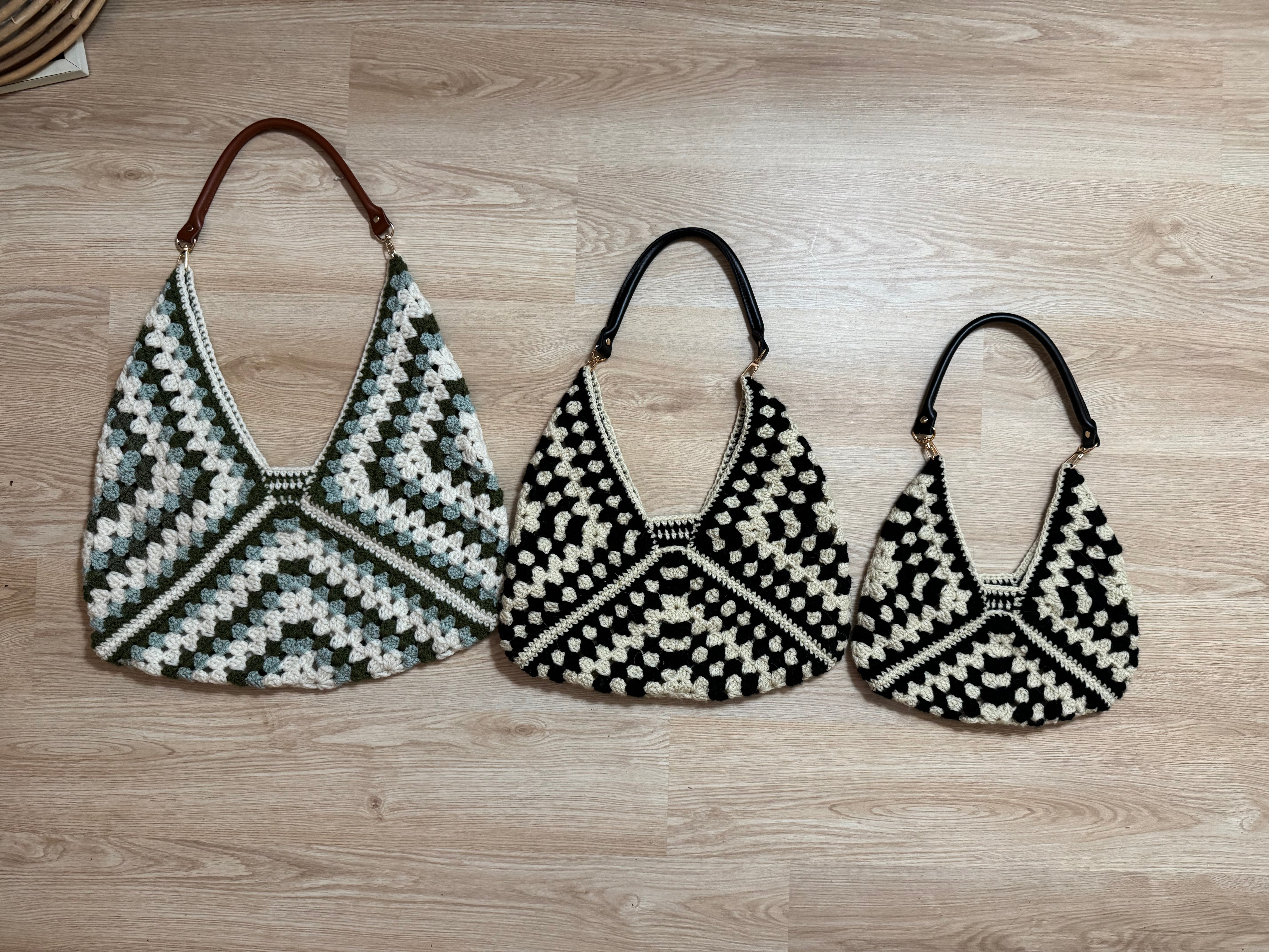 Granny Square Triangle Bag Crochet Pattern | Small, Medium & Large